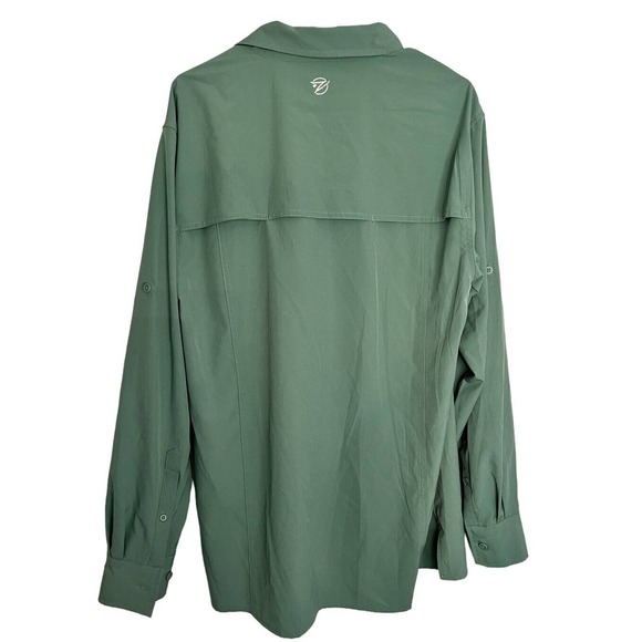 Gillz Men's UPF 30+ Long Sleeve Woven Button Up Shirt - Size L Green - Picture 2 of 4